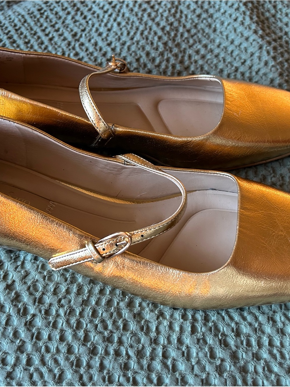 Franco Sarto Metallic Gold Mary Jane Flats - Picture 5 of 5